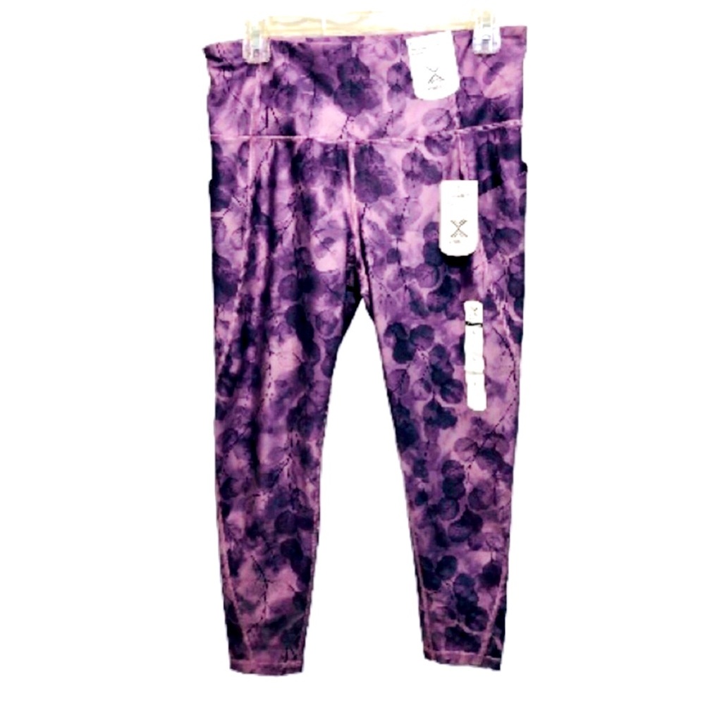 NWT Xersion-purple, patterned ankle legging quick dry SZ L